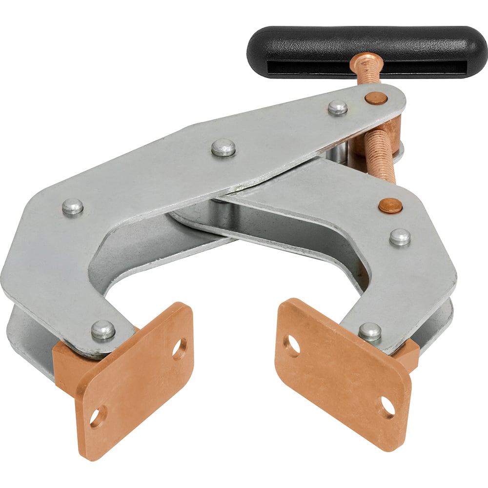 Kant Twist - Cantilever Clamps; Handle Style: Round Handle ; Maximum Opening Capacity (Inch): 4-1/2 ; Open Throat Depth (Inch): 2-3/8 ; Closed Throat Depth (Inch): 2-5/8 ; Jaw Material: Copper Plated Steel ; Load Capacity (Lb.): 1700.000 - Exact Industrial Supply