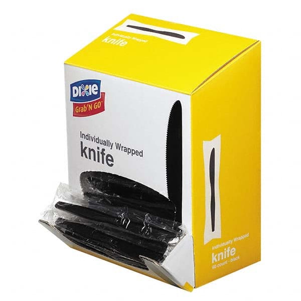 Dixie - Grab\x92N Go Wrapped Cutlery, Knives, Black, 90/Box, 6 Box/Carton - Caliber Tooling