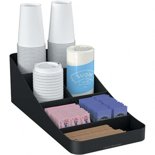 Mind Reader - Condiments & Dispensers Breakroom Accessory Type: Condiment Dispenser Breakroom Accessory Description: Trove Seven-Compartment Coffee Condiment Organizer - Caliber Tooling