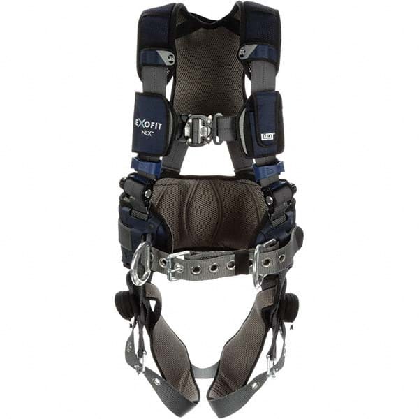 Fall Protection Harnesses: 420 Lb, Construction Style, Size Large, For Construction, Back & Hips Quick-Connect Chest Strap