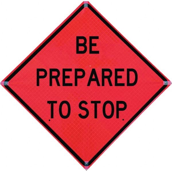 VizCon - "Be Prepared to Stop," 36" Wide x 36" High Vinyl Construction Roadway Sign - Caliber Tooling