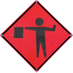 VizCon - "Flagger Ahead," 36" Wide x 36" High Vinyl Construction Roadway Sign - Caliber Tooling