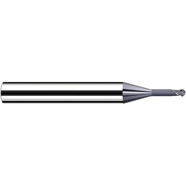 Fraisa - 0.6mm Diam, 3.6mm LOC, 2 Flute Solid Carbide Ball End Mill - Caliber Tooling