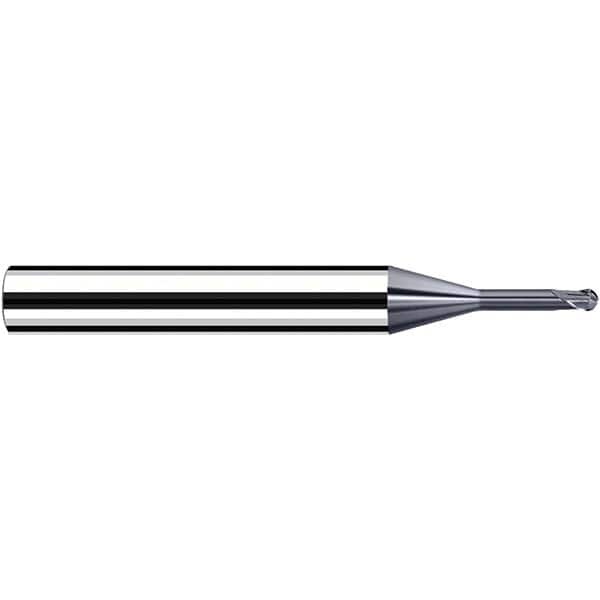 Fraisa - 1mm Diam, 3.6mm LOC, 2 Flute Solid Carbide Ball End Mill - Caliber Tooling