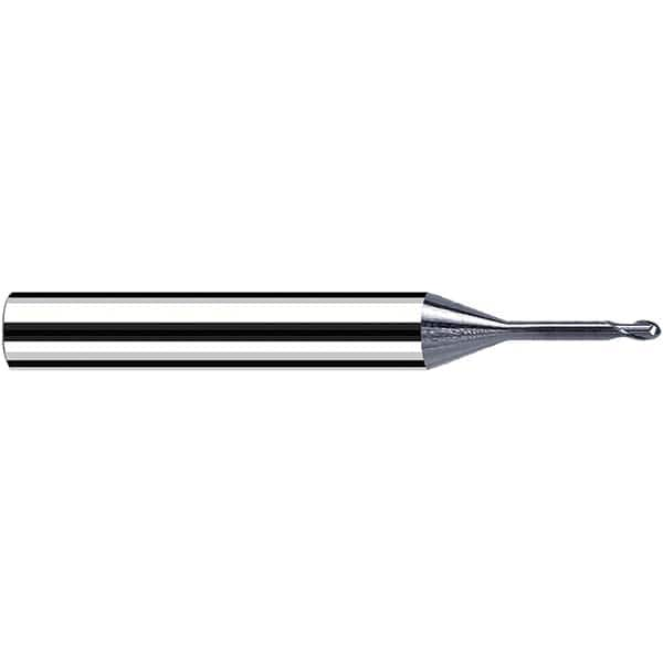 Fraisa - 1mm Diam, 1mm LOC, 2 Flute Solid Carbide Ball End Mill - Caliber Tooling