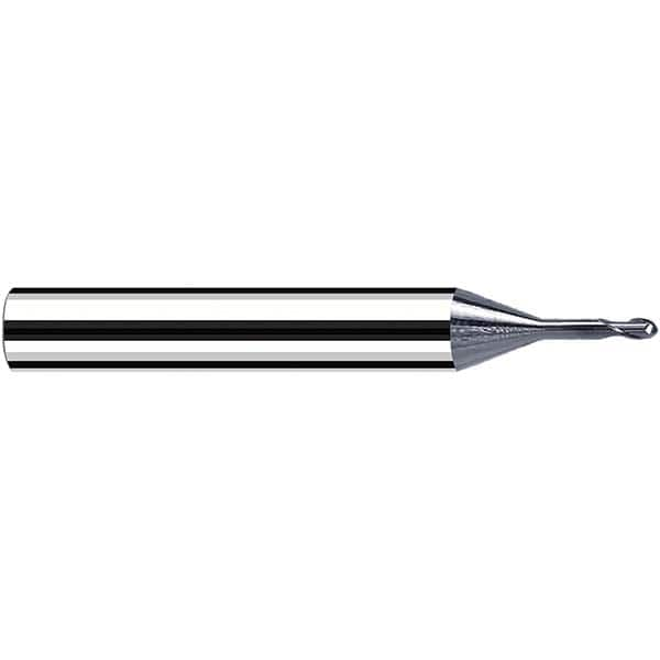 Fraisa - 0.5mm Diam, 0.5mm LOC, 2 Flute Solid Carbide Ball End Mill - Caliber Tooling