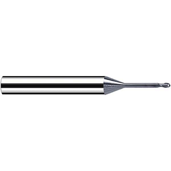 Fraisa - 0.4mm Diam, 0.4mm LOC, 2 Flute Solid Carbide Ball End Mill - Caliber Tooling