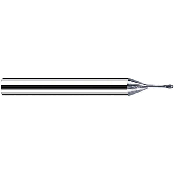 Fraisa - 0.8mm Diam, 0.65mm LOC, 2 Flute Solid Carbide Ball End Mill - Caliber Tooling