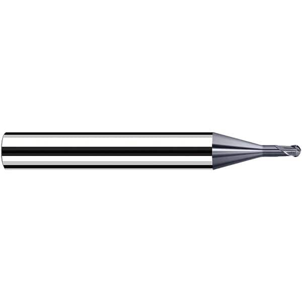 Fraisa - 0.8mm Diam, 3.6mm LOC, 2 Flute Solid Carbide Ball End Mill - Caliber Tooling