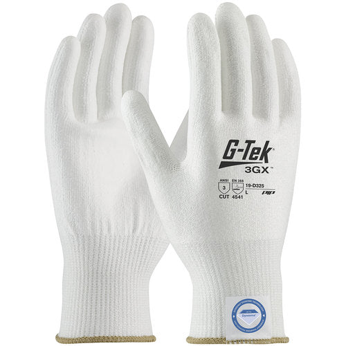 ‎19-D325/XXS Coated Gloves - G-Tek 3GX Dyneema Diamond - 13G White Shell - White PU Smooth Grip - A3 - Exact Industrial Supply