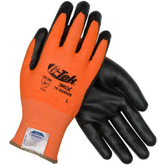 19-D340OR/S Coated Gloves - G-Tek 3GX Dyneema Diamond - Hi-Vis Orange 13G - Black Nitrile Foam - A4 - Exact Industrial Supply