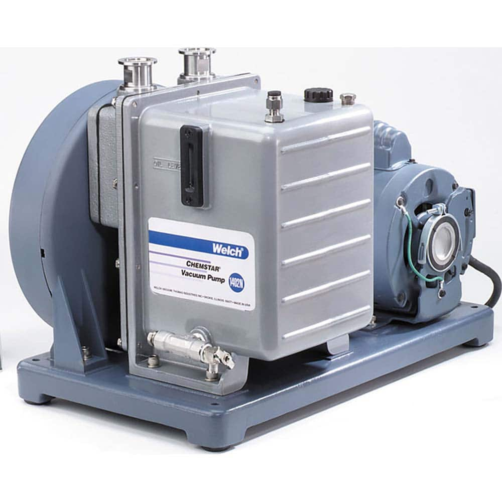 Welch - Rotary Vane-Type Vacuum Pumps; Horsepower: 0.5 ; Voltage: 115/230V ; Cubic Feet per Minute: 5.60 ; Length (Decimal Inch): 20.0000 ; Width (Decimal Inch): 12.0000 ; Height (Inch): 15 - Exact Industrial Supply