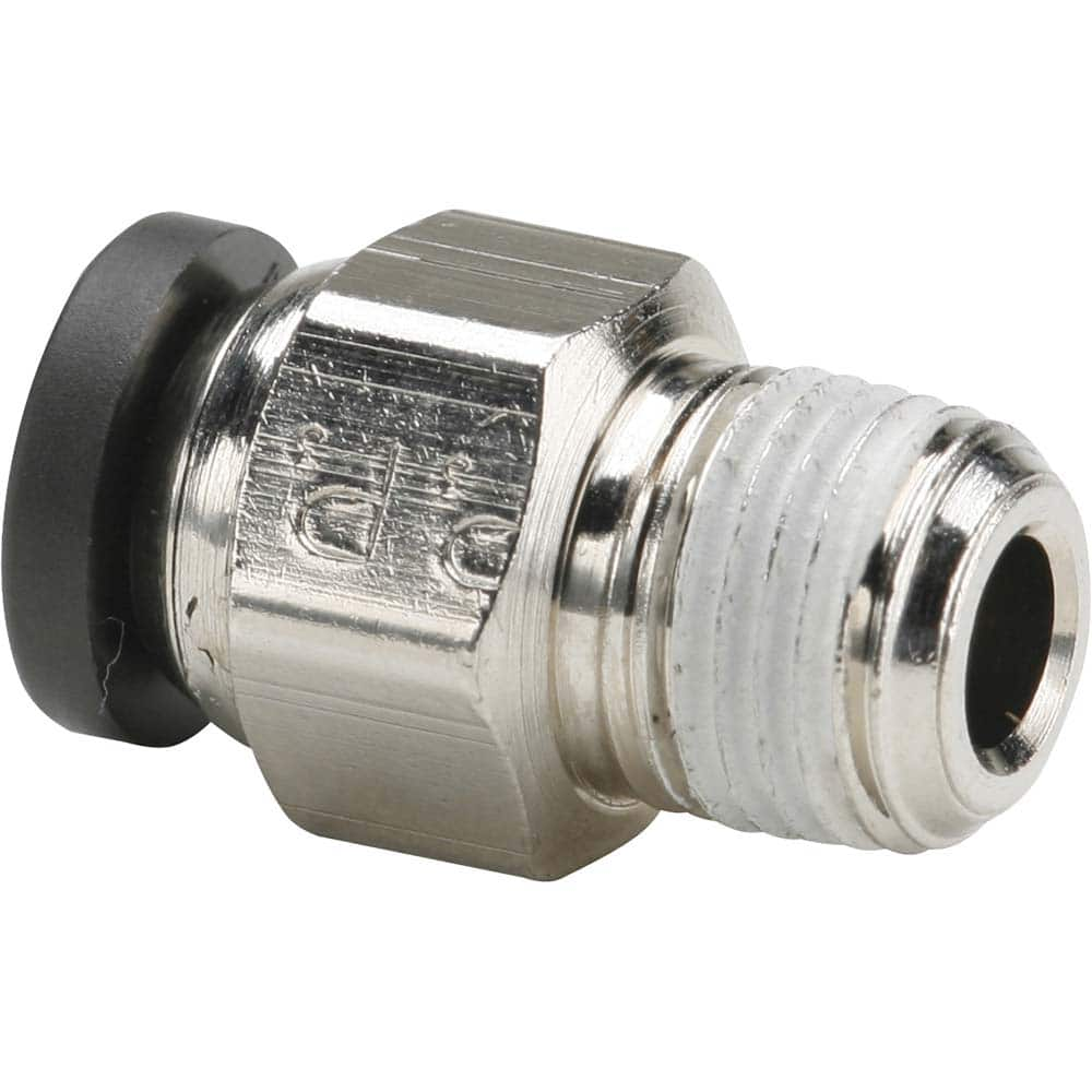 Push-to-Connect Tube Fitting: 1/2″ Thread, 1/2″ OD Nickel-Plated Brass, 300 psi