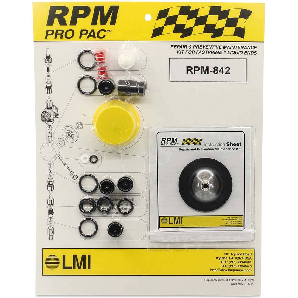 LMI - Metering Pump Accessories Type: Liquid End Preventative Maintenance Kit For Use With: LMI FASTPRIME Liquid Ends: 832xx,838xx,930Nx,930Sx,938Nx,938Sx - Caliber Tooling