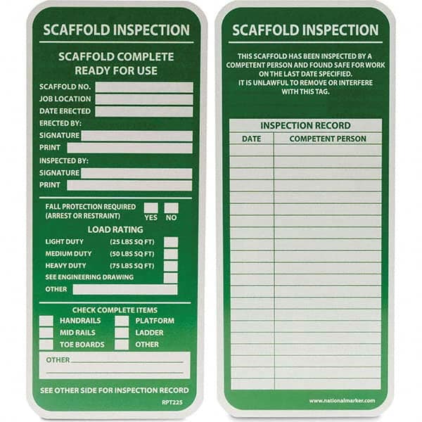 NMC - Safety & Facility Tags Message Type: Accident Prevention Tag Header: SCAFFOLD INSPECTION - Caliber Tooling