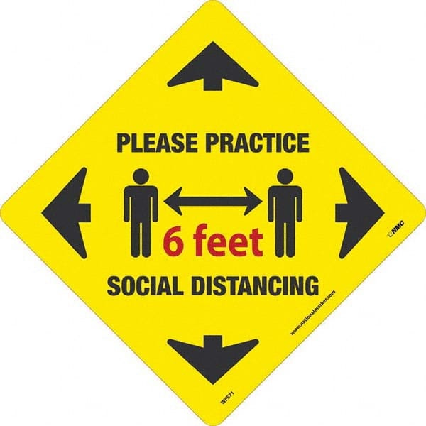 NMC - "Please Practice Social Distancing" Adhesive-Backed Floor Sign - Caliber Tooling