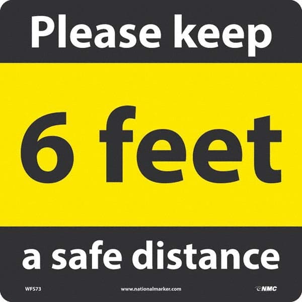 NMC - "Please Keep a Safe Distance - 6 Feet" Adhesive-Backed Floor Sign - Caliber Tooling