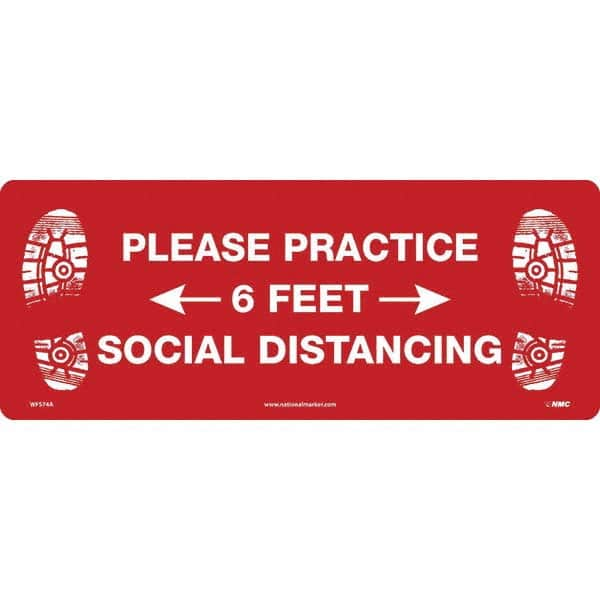 NMC - "Please Practice Social Distancing" Adhesive-Backed Floor Sign - Caliber Tooling