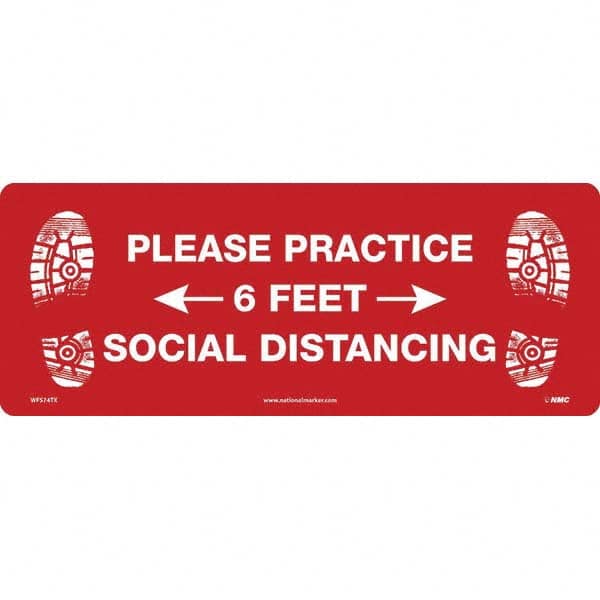 NMC - "Please Practice Social Distancing" Adhesive-Backed Floor Sign - Caliber Tooling