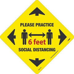 NMC - "Please Practice Social Distancing" Adhesive-Backed Floor Sign - Caliber Tooling