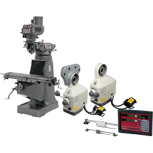 Jet - Knee Milling Machines Spindle Speed Control: Variable Speed Pulley Table Length (Inch): 49 - Caliber Tooling