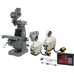 Jet - Knee Milling Machines Spindle Speed Control: Variable Speed Pulley Table Length (Inch): 49 - Caliber Tooling