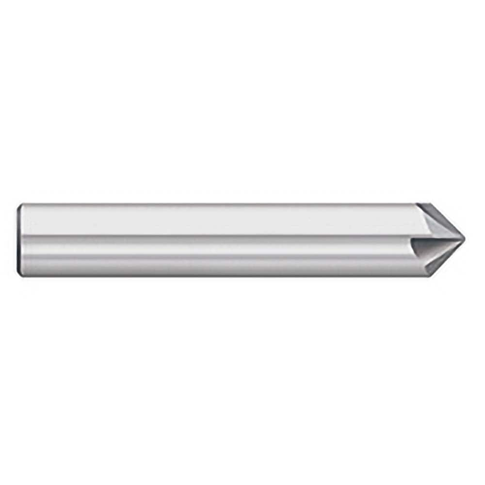 Titan USA - Chamfer Mills; Cutter Head Diameter (Inch): 1/8 ; Included Angle B: 45 ; Included Angle A: 90 ; Chamfer Mill Material: Solid Carbide ; Chamfer Mill Finish/Coating: Uncoated ; Overall Length (Inch): 1-1/2 - Exact Industrial Supply