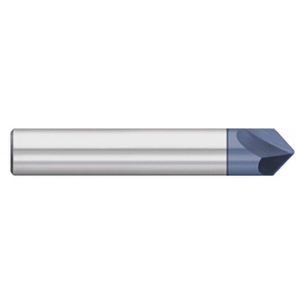 Chamfer Mill: 2 Flutes, Solid Carbide 2-1/2″ OAL, 1/4″ Shank Dia, AlTiN Coated