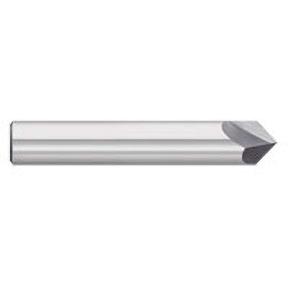 Chamfer Mill: 2 Flutes, Solid Carbide 3″ OAL, 1/2″ Shank Dia, Bright/Uncoated