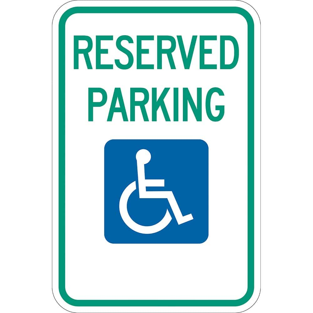 Lyle Signs - Traffic & Parking Signs; MessageType: Reserved Parking Signs ; Message or Graphic: Message & Graphic ; Legend: Reserved Parking ; Graphic Type: Handicap Symbol ; Reflectivity: Reflective; High Intensity ; Material: Aluminum - Exact Industrial Supply