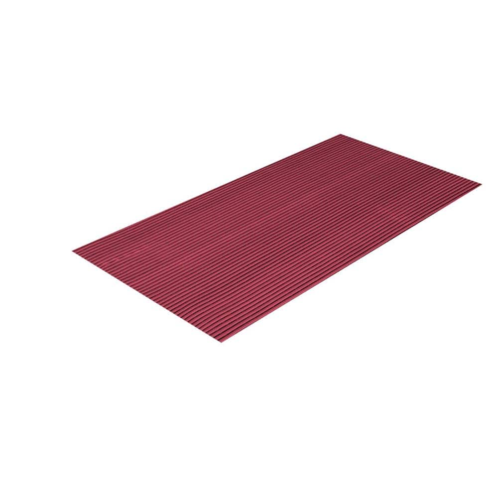 Anti-Fatigue Mat: 40' Length, 3' Wide, 3/8″ Thick, Polyvinylchloride Raised Grid, Mulberry Red, Wet