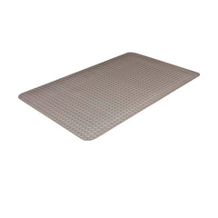 Anti-Fatigue Mat: 75' Length, 3' Wide, 7/8″ Thick, Polyvinylchloride Diamond Plate & Raised Diamond, Gray, Dry