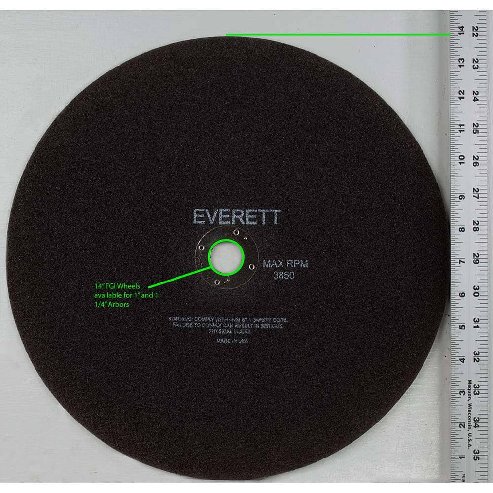 Everett - Cutoff Wheels; Tool Compatibility: Chop Saws; Cut-Off Saw; Electric-Powered Saw; Portable Saw; Shop Saw; Stationary Saw ; Wheel Diameter (Inch): 14 ; Hole Size (Decimal Inch): 0.1250 ; Hole Size (mm): 0.125 ; Wheel Thickness (Inch): 1/8 ; Abras - Exact Industrial Supply