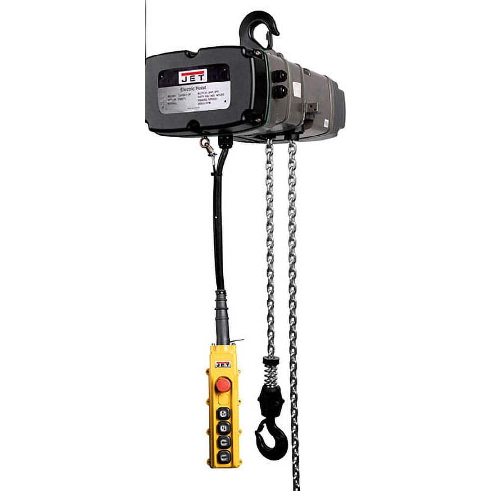 Jet - Electric Hoists; Type: Electric Hoist ; Load Capacity (Ton): 3 ; Load Capacity (Lb.): 6600.000 ; Lifting Speed in Ft/Min: 21/5 ; Maximum Lift Distance (Feet): 20 ; Voltage: 460 - Exact Industrial Supply