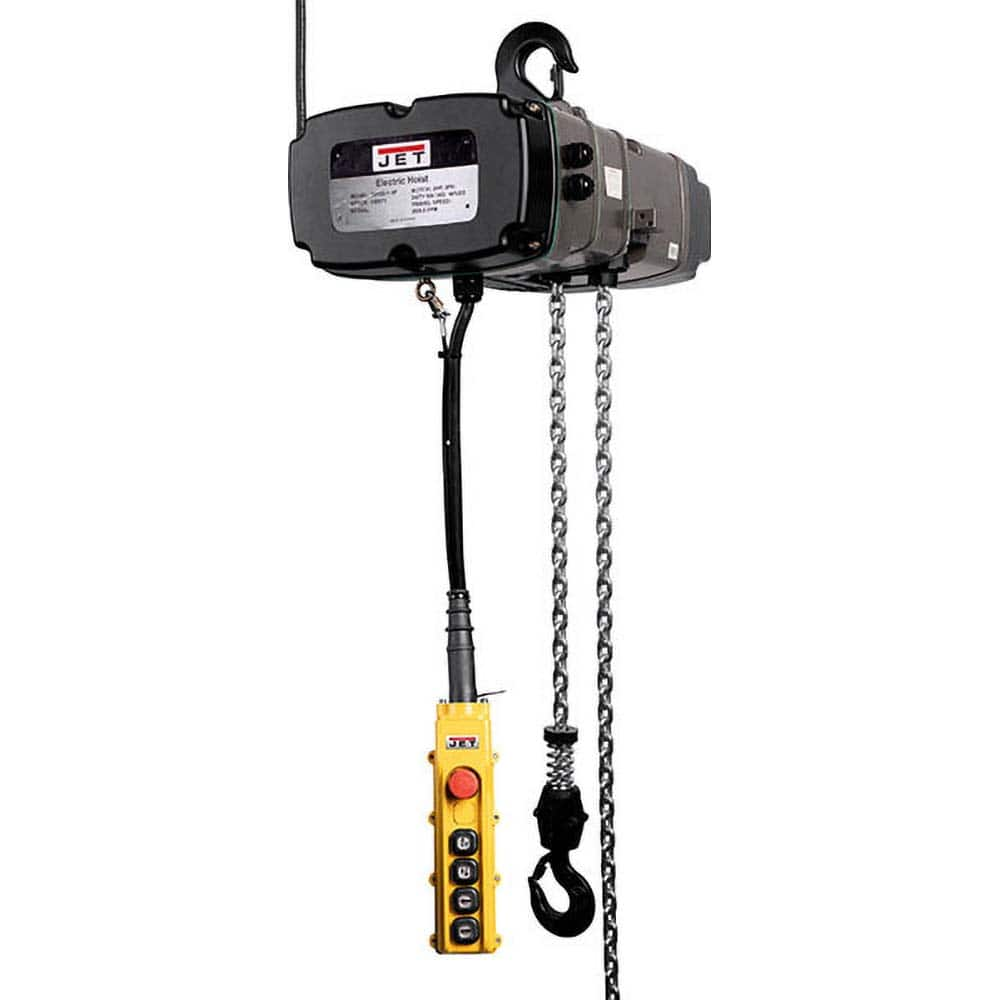 Jet - Electric Hoists; Type: Electric Hoist ; Load Capacity (Ton): 5 ; Load Capacity (Lb.): 11000.000 ; Maximum Lift Distance (Feet): 40 ; Lift Motor Phase: 3 - Exact Industrial Supply