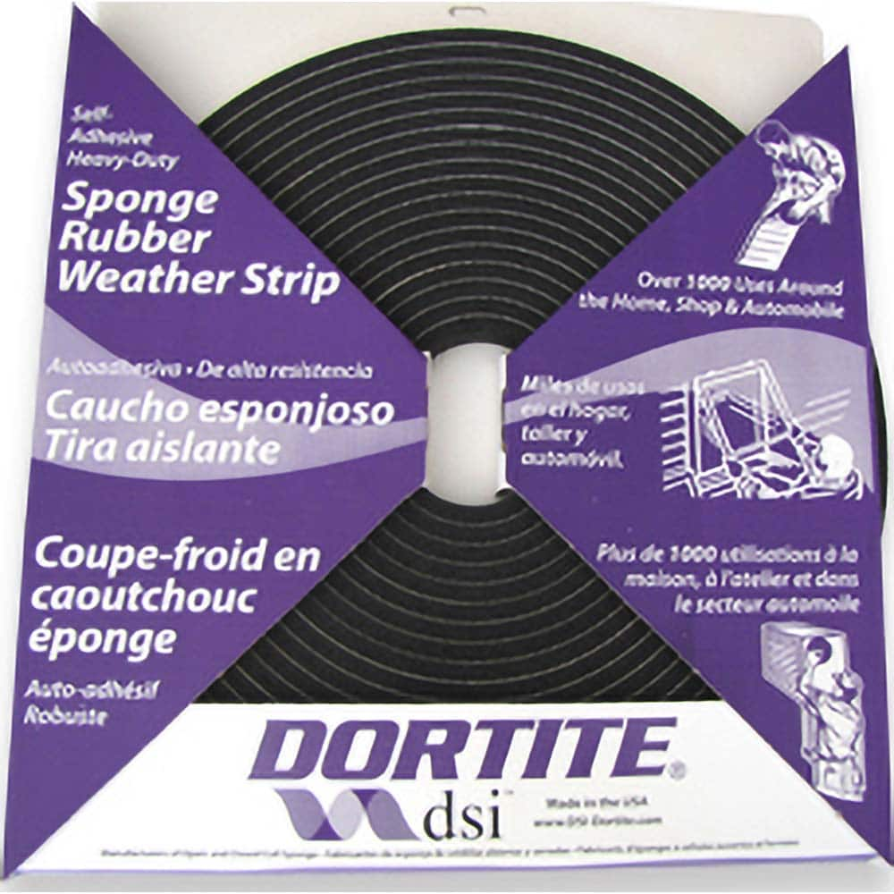 DSI - Weatherstripping; Type: Open Cell Sponge Rubber Tape w/PSA ; Length (Decimal Inch): 600 ; Width (Inch): 1/4 ; Door Thickness: 1/4 (Inch); Material: Natural Open Cell Rubber w/PSA - Exact Industrial Supply