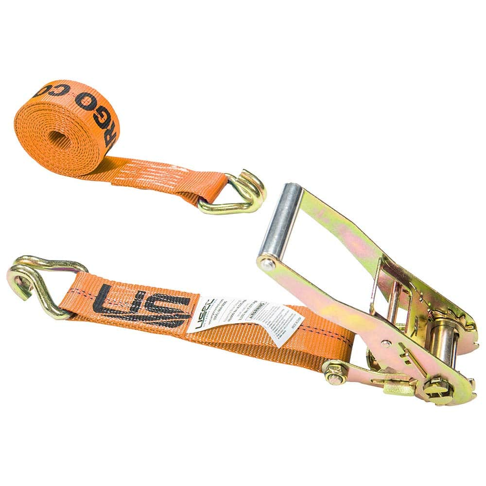 US Cargo Control - Slings & Tiedowns (Load-Rated); Type: Ratchet Tie Down ; Length (Feet): 18 ; Basket Capacity (Lb.): 3333 ; Material: Polyester ; Color: Orange - Exact Industrial Supply