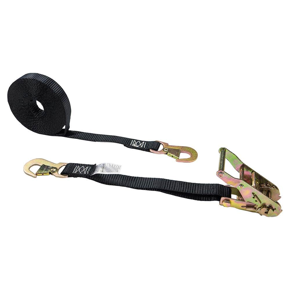 US Cargo Control - Slings & Tiedowns (Load-Rated); Type: Ratchet Tie Down ; Length (Feet): 20 ; Basket Capacity (Lb.): 1100 ; Material: Polyester ; Color: Black - Exact Industrial Supply