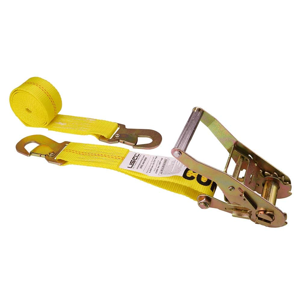 US Cargo Control - Slings & Tiedowns (Load-Rated); Type: Ratchet Tie Down ; Length (Feet): 8 ; Basket Capacity (Lb.): 2000 ; Material: Polyester ; Color: Yellow - Exact Industrial Supply