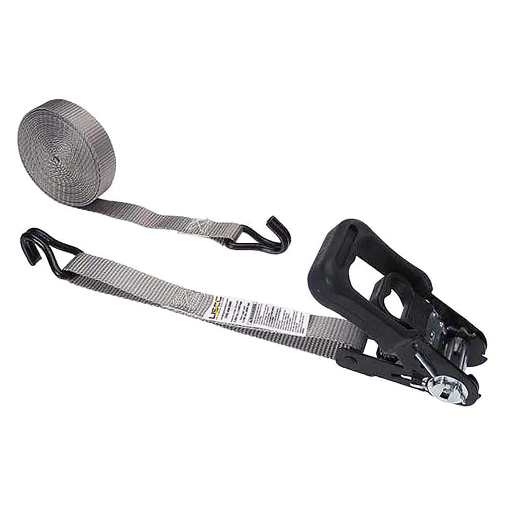 US Cargo Control - Slings & Tiedowns (Load-Rated); Type: Ratchet Tie Down ; Length (Feet): 15 ; Basket Capacity (Lb.): 1100 ; Material: Polyester ; Color: Gray - Exact Industrial Supply