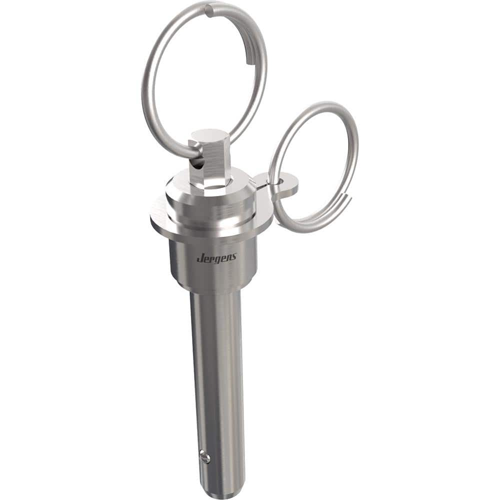 Ball Grip Quick-Release Pin: Ring Handle, 10 mm Pin Dia, 15 mm Usable Length 66.44 mm OAL, 17-4 Stainless Steel, Stainless Steel Handle