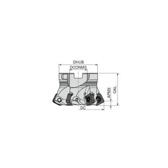 Indexable High-Feed Face Mills; Minimum Cutting Diameter: 51.00 mm; Maximum Cutting Diameter: 63.00 mm; Maximum Depth Of Cut: 5.00 mm; Arbor Hole Diameter (mm): 22.00; Compatible Insert Size Code: XOLX 1204..; Maximum Ramping Angle: 1.1; Series: AHFC-12;