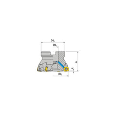 Indexable High-Feed Face Mill: 30 to 40 mm Cut Dia, 16 mm Arbor Hole Takes (3) XOLX 1204.. Inserts, Through Coolant