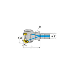 Indexable Chamfer & Angle End Mills; Minimum Cutting Diameter (mm): 32.00; Maximum Cutting Diameter (mm): 40.40; Lead Angle: 45; Maximum Depth of Cut (mm): 4.00; Compatible Insert Size Code: SD.. 0903..; Shank Type: Modular Connection; Shank Diameter (Inc