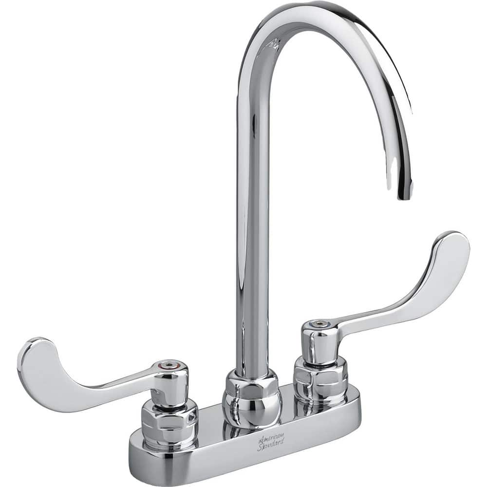 Lavatory Faucets; Inlet Location: Back; Spout Type: Swivel Gooseneck; Rigid; Inlet Pipe Size: 0.5 in; Inlet Gender: Male; Maximum Flow Rate: 1.5; Mounting Centers: 4; Material: Cast Brass; Finish/Coating: Polished Chrome; Spout Height: 4 in; Minimum Order