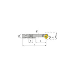 Indexable Boring Bar:  E-A1012K SCMCL 06,  13.00 mm Min Bore,  12.00 mm Shank Dia,  50.00&deg N/A Solid Carbide 129.1500″ OAL,  Screw Clamping,