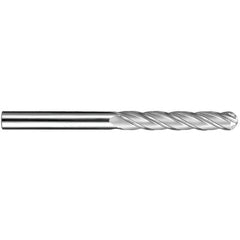 ‎5/8″ Dia. × 5/8″ Shank × 2-1/4″ DOC × 5″ OAL, Carbide TiN, Spiral , 4 Flute, 30° Helix, Ballnose End Mill - Exact Industrial Supply