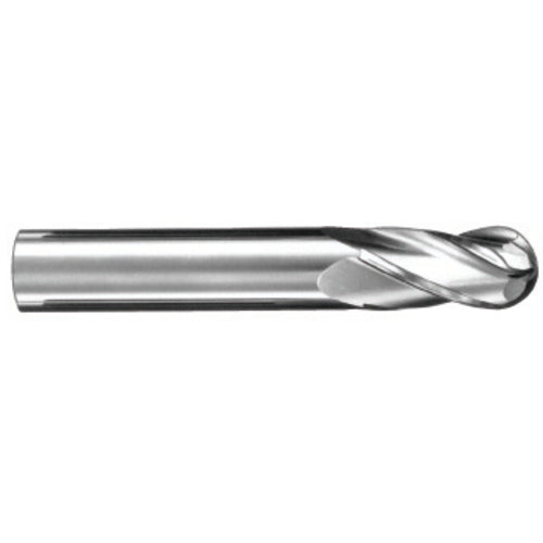 ‎3/4″ Dia. × 3/4″ Shank × 1-1/2″ DOC × 4″ OAL, Carbide Uncoated, Spiral , 4 Flute, 30° Helix, Flat, Ballnose End Mill - Exact Industrial Supply