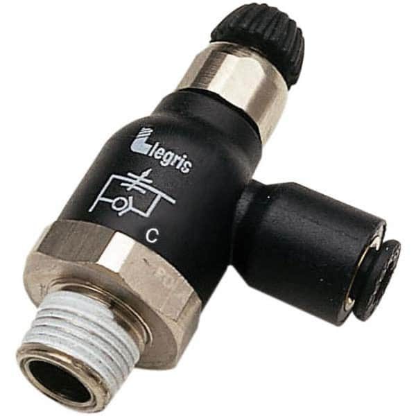 Legris - Speed & Flow Control Valves Valve Type: Compact Meter Out Flow Control Male Thread Size: 1/2 NPT - Caliber Tooling