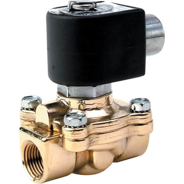 Parker - 24/60 VAC 3/8" NPT Port Brass Two-Way Internally Piloted Diaphragm Solenoid Valve - Caliber Tooling